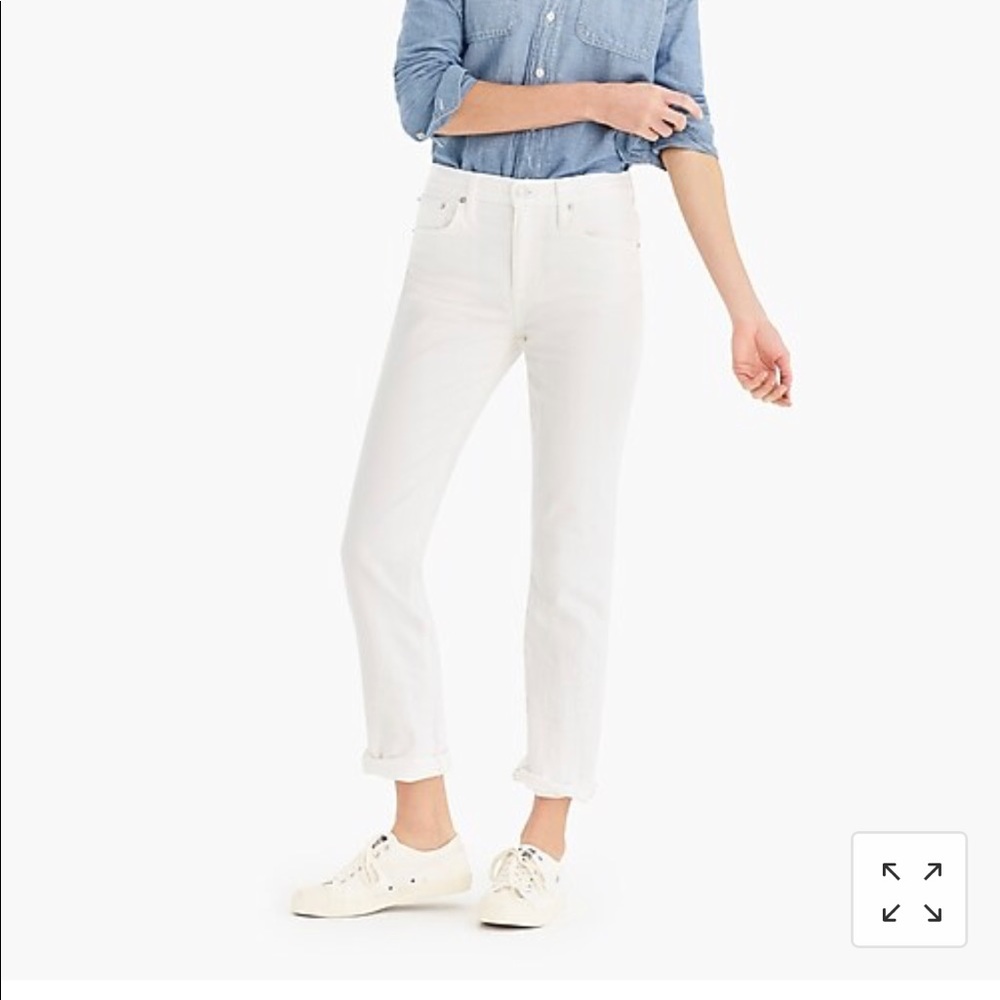 J. Crew Slim Broken-In Boyfriend White Jeans Sz 28 - Picture 1 of 8